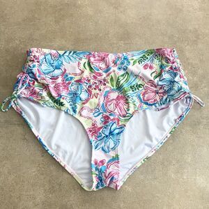 Stella Parker Womens Size 18W High Waist Bikini Swim Bottom Ruched Side Floral